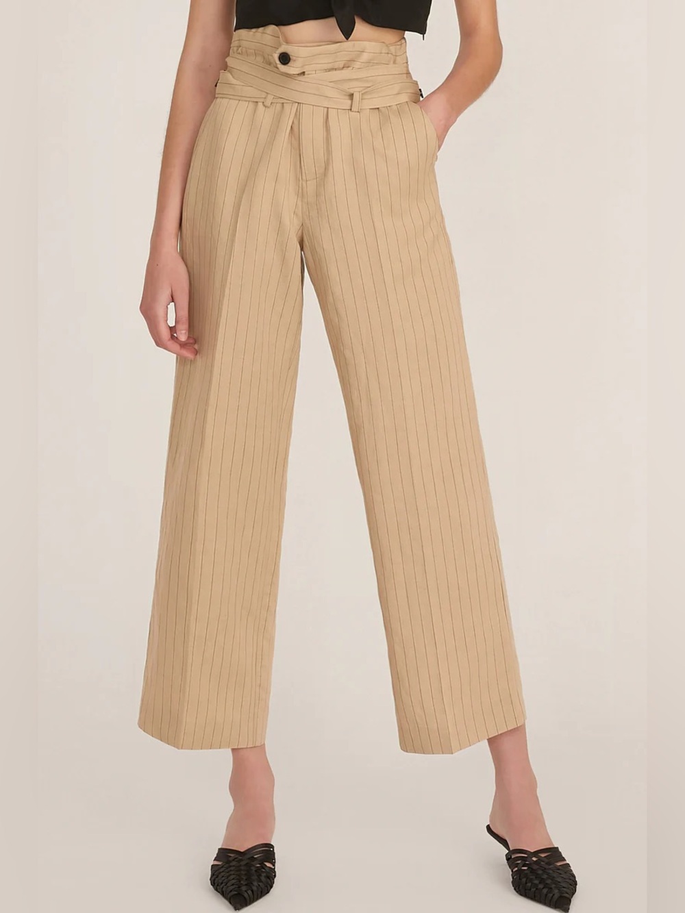 Marissa Webb Pinstripe Paperbag Waist Pants